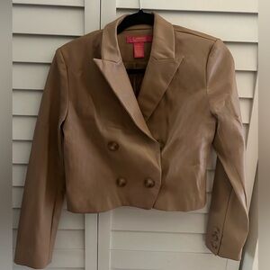 Catherine Malderino Cropped tan vegan leather jacket